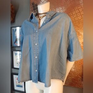 Nwt Zara Light Wash Oversized Denim Shirt